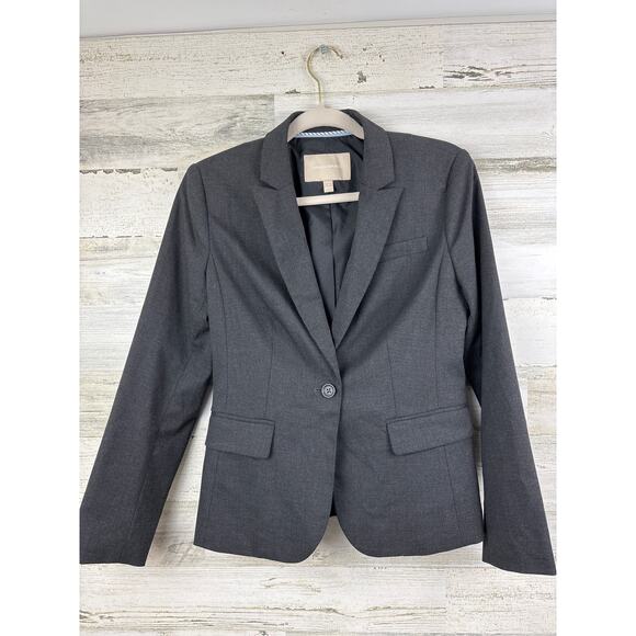 Banana Republic womens petite 4 long sleeve gray jacket wool blend blazer - Picture 1 of 4